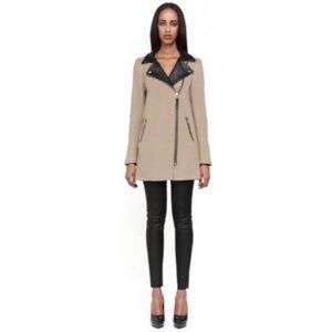 Mackage Phyllis Camel Flat Wool Leather Coat